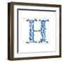 Blue Liquid Water Alphabet With Splashes And Drops - Letter H--Vladimir--Framed Art Print