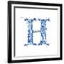 Blue Liquid Water Alphabet With Splashes And Drops - Letter H--Vladimir--Framed Art Print