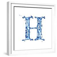 Blue Liquid Water Alphabet With Splashes And Drops - Letter H--Vladimir--Framed Premium Giclee Print