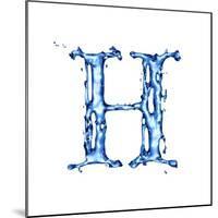 Blue Liquid Water Alphabet With Splashes And Drops - Letter H--Vladimir--Mounted Premium Giclee Print