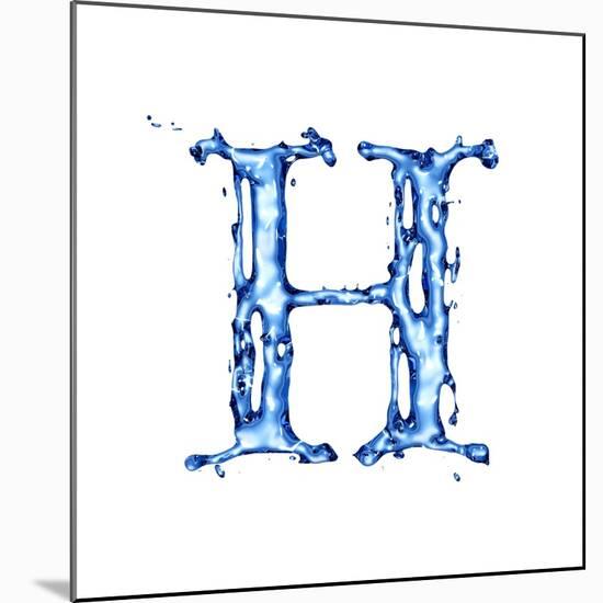 Blue Liquid Water Alphabet With Splashes And Drops - Letter H--Vladimir--Mounted Premium Giclee Print
