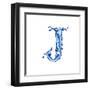 Blue Liquid Water Alphabet With Splashes And Drops - Letter J--Vladimir--Framed Art Print