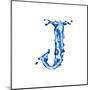 Blue Liquid Water Alphabet With Splashes And Drops - Letter J--Vladimir--Mounted Art Print