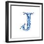 Blue Liquid Water Alphabet With Splashes And Drops - Letter J--Vladimir--Framed Art Print