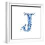 Blue Liquid Water Alphabet With Splashes And Drops - Letter J--Vladimir--Framed Art Print