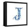 Blue Liquid Water Alphabet With Splashes And Drops - Letter J--Vladimir--Framed Stretched Canvas