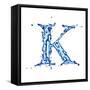 Blue Liquid Water Alphabet With Splashes And Drops - Letter K--Vladimir--Framed Stretched Canvas