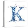 Blue Liquid Water Alphabet With Splashes And Drops - Letter K--Vladimir--Stretched Canvas