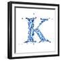 Blue Liquid Water Alphabet With Splashes And Drops - Letter K--Vladimir--Framed Art Print