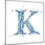 Blue Liquid Water Alphabet With Splashes And Drops - Letter K--Vladimir--Mounted Art Print