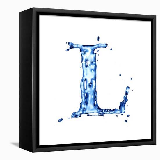 Blue Liquid Water Alphabet With Splashes And Drops - Letter L--Vladimir--Framed Stretched Canvas