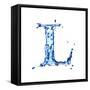 Blue Liquid Water Alphabet With Splashes And Drops - Letter L--Vladimir--Framed Stretched Canvas