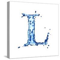 Blue Liquid Water Alphabet With Splashes And Drops - Letter L--Vladimir--Stretched Canvas