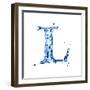Blue Liquid Water Alphabet With Splashes And Drops - Letter L--Vladimir--Framed Art Print