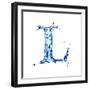 Blue Liquid Water Alphabet With Splashes And Drops - Letter L--Vladimir--Framed Art Print