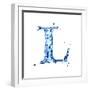 Blue Liquid Water Alphabet With Splashes And Drops - Letter L--Vladimir--Framed Art Print