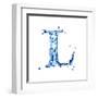 Blue Liquid Water Alphabet With Splashes And Drops - Letter L--Vladimir--Framed Art Print