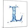 Blue Liquid Water Alphabet With Splashes And Drops - Letter L--Vladimir--Mounted Art Print