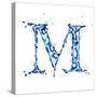 Blue Liquid Water Alphabet With Splashes And Drops - Letter M--Vladimir--Stretched Canvas