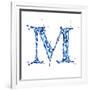 Blue Liquid Water Alphabet With Splashes And Drops - Letter M--Vladimir--Framed Art Print