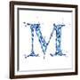 Blue Liquid Water Alphabet With Splashes And Drops - Letter M--Vladimir--Framed Art Print