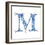 Blue Liquid Water Alphabet With Splashes And Drops - Letter M--Vladimir--Framed Art Print