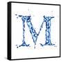 Blue Liquid Water Alphabet With Splashes And Drops - Letter M--Vladimir--Framed Stretched Canvas