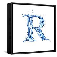 Blue Liquid Water Alphabet With Splashes And Drops - Letter R--Vladimir--Framed Stretched Canvas