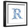 Blue Liquid Water Alphabet With Splashes And Drops - Letter R--Vladimir--Framed Art Print