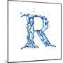 Blue Liquid Water Alphabet With Splashes And Drops - Letter R--Vladimir--Mounted Art Print