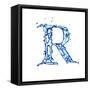 Blue Liquid Water Alphabet With Splashes And Drops - Letter R--Vladimir--Framed Stretched Canvas