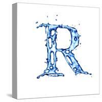 Blue Liquid Water Alphabet With Splashes And Drops - Letter R--Vladimir--Stretched Canvas