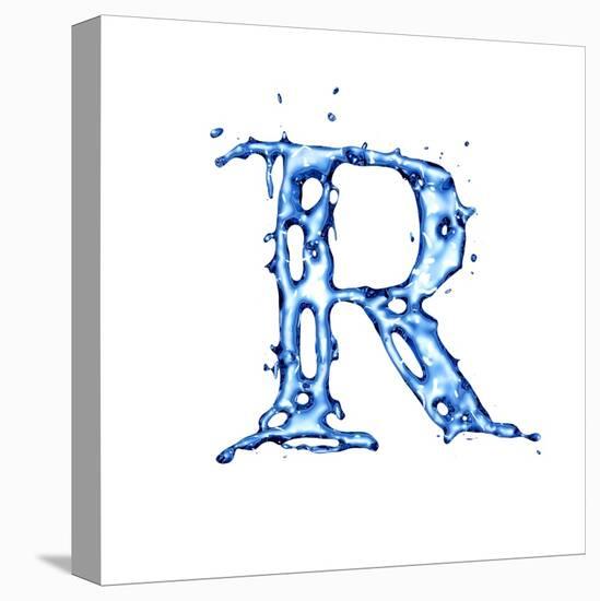 Blue Liquid Water Alphabet With Splashes And Drops - Letter R--Vladimir--Stretched Canvas