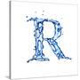 Blue Liquid Water Alphabet With Splashes And Drops - Letter R--Vladimir--Stretched Canvas