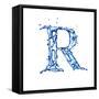 Blue Liquid Water Alphabet With Splashes And Drops - Letter R--Vladimir--Framed Stretched Canvas