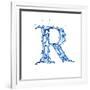 Blue Liquid Water Alphabet With Splashes And Drops - Letter R--Vladimir--Framed Art Print