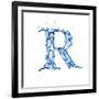 Blue Liquid Water Alphabet With Splashes And Drops - Letter R--Vladimir--Framed Art Print