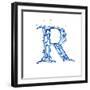 Blue Liquid Water Alphabet With Splashes And Drops - Letter R--Vladimir--Framed Art Print