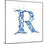 Blue Liquid Water Alphabet With Splashes And Drops - Letter R--Vladimir--Mounted Art Print