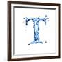 Blue Liquid Water Alphabet With Splashes And Drops - Letter T--Vladimir--Framed Art Print