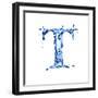 Blue Liquid Water Alphabet With Splashes And Drops - Letter T--Vladimir--Framed Art Print