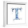 Blue Liquid Water Alphabet With Splashes And Drops - Letter T--Vladimir--Framed Art Print