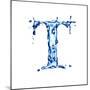 Blue Liquid Water Alphabet With Splashes And Drops - Letter T--Vladimir--Mounted Art Print