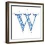 Blue Liquid Water Alphabet With Splashes And Drops - Letter W--Vladimir--Framed Art Print