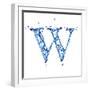 Blue Liquid Water Alphabet With Splashes And Drops - Letter W--Vladimir--Framed Art Print