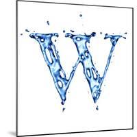 Blue Liquid Water Alphabet With Splashes And Drops - Letter W--Vladimir--Mounted Art Print