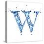 Blue Liquid Water Alphabet With Splashes And Drops - Letter W--Vladimir--Stretched Canvas