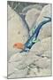 Blue Lizard with Orange Head-null-Mounted Art Print