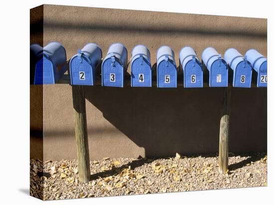 Blue Mailboxes, Santa Fe, New Mexico, USA-Michael Snell-Stretched Canvas