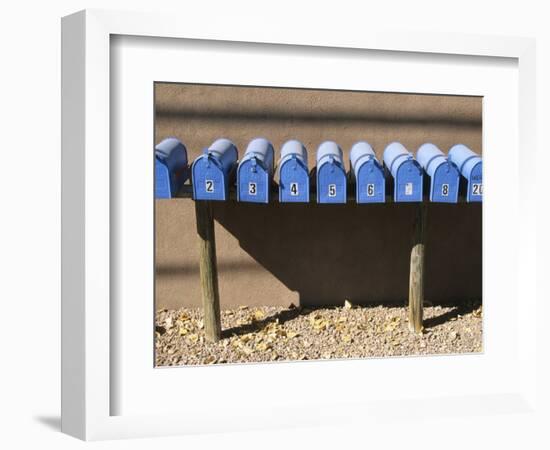 Blue Mailboxes, Santa Fe, New Mexico, USA-Michael Snell-Framed Photographic Print